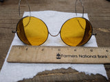Vtg Wilson Yellow Round Lens Side Shield Goggles #N86 Safety Glasses 1918 w/Case