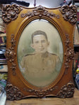 1917 Antique Curved Convex Glass Fancy Picture Frame Marine 25"x19" w/Provenance