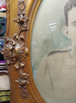 1917 Antique Curved Convex Glass Fancy Picture Frame Marine 25"x19" w/Provenance