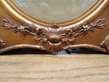 1917 Antique Curved Convex Glass Fancy Picture Frame Marine 25"x19" w/Provenance