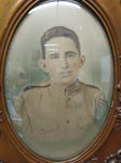 1917 Antique Curved Convex Glass Fancy Picture Frame Marine 25"x19" w/Provenance