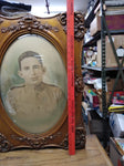 1917 Antique Curved Convex Glass Fancy Picture Frame Marine 25"x19" w/Provenance