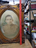 1917 Antique Curved Convex Glass Fancy Picture Frame Marine 25"x19" w/Provenance