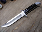 Vtg Buck #124 Frontiersman 7" Fixed Blade Bowie Hunting Fight Knife Micarta Grip