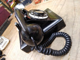 Vtg Bell System Western Electric F1 Black Rotary Desk Telephone Metal/Bakelite