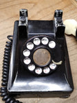 Vtg Bell System Western Electric F1 Black Rotary Desk Telephone Metal/Bakelite