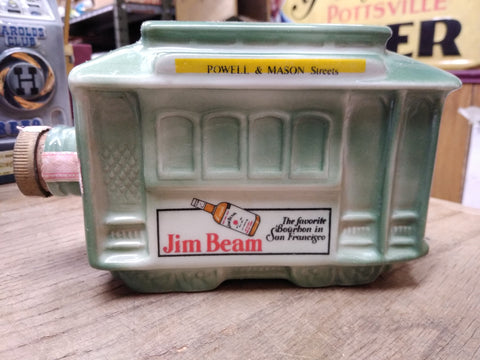 Vtg EMPTY Jim Beam 1968 Kentucky Bourbon Decanter San Francisco Trolley Car!
