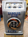Vtg EMPTY Jim Beam 1968 Kentucky Bourbon Decanter Harolds Club Reno Slot Machine