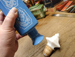 Vtg EMPTY Jim Beam 1965 Kentucky Bourbon Decanter Blue Milk Glass Shepard & Dog