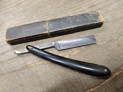Vtg Antique Eugine Berninghaus Straight Shaving Razor with Box Made In Germany