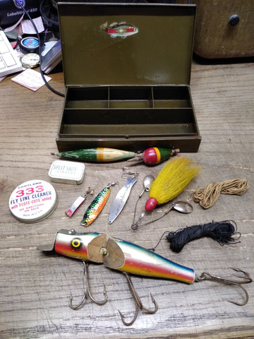 Vtg Horrocks Ibbotson Tackle Box South Bend Krokodile Wooden Fishing Lures Lot!