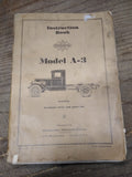 Vtg 1930's International Harvester Model A3 Truck Instruction Book w/Supplement