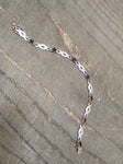 Vtg Gold Over 925 Sterling Silver 7.5 in Bracelet Unknown Stones Push Lock Clasp