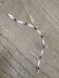 Vtg Gold Over 925 Sterling Silver 7.5 in Bracelet Unknown Stones Push Lock Clasp