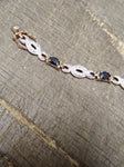 Vtg Gold Over 925 Sterling Silver 7.5 in Bracelet Unknown Stones Push Lock Clasp
