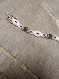 Vtg Gold Over 925 Sterling Silver 7.5 in Bracelet Unknown Stones Push Lock Clasp
