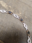 Vtg Gold Over 925 Sterling Silver 7.5 in Bracelet Unknown Stones Push Lock Clasp