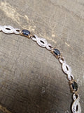 Vtg Gold Over 925 Sterling Silver 7.5 in Bracelet Unknown Stones Push Lock Clasp