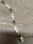 Vtg Gold Over 925 Sterling Silver 7.5 in Bracelet Unknown Stones Push Lock Clasp