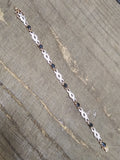 Vtg Gold Over 925 Sterling Silver 7.5 in Bracelet Unknown Stones Push Lock Clasp