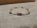 Vtg Gold Over 925 Sterling Silver 7.5 in Bracelet Unknown Stones Push Lock Clasp