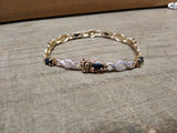 Vtg Gold Over 925 Sterling Silver 7.5 in Bracelet Unknown Stones Push Lock Clasp