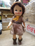 Vtg 1965 Effanbee Brownie Girl Scout 8.5" Doll Uniform Hat Opening Eye's Nice!