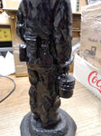 Vtg Handcrafted Coal Miner Sculpture Statue Made From Pennsylvania Hard Coal 11"