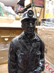 Vtg Handcrafted Coal Miner Sculpture Statue Made From Pennsylvania Hard Coal 11"