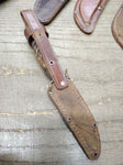 Vtg EIG Solingen Germany Fixed Blade Hunting Knife Carved Stag Handle w/Sheath