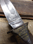 Vtg WW2 Robeson Shuredge USA Combat Fighting Knife Stacked Leather Handle Sheat