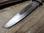 Vtg WW2 Robeson Shuredge USA Combat Fighting Knife Stacked Leather Handle Sheat