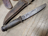 Vtg WW2 Robeson Shuredge USA Combat Fighting Knife Stacked Leather Handle Sheat