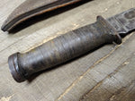 Vtg WW2 Robeson Shuredge USA Combat Fighting Knife Stacked Leather Handle Sheat