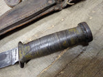 Vtg WW2 Robeson Shuredge USA Combat Fighting Knife Stacked Leather Handle Sheat