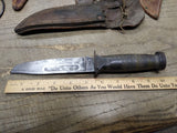 Vtg WW2 Robeson Shuredge USA Combat Fighting Knife Stacked Leather Handle Sheat