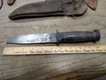 Vtg WW2 Robeson Shuredge USA Combat Fighting Knife Stacked Leather Handle Sheat