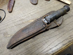 Vtg WW2 Robeson Shuredge USA Combat Fighting Knife Stacked Leather Handle Sheat