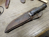 Vtg WW2 Robeson Shuredge USA Combat Fighting Knife Stacked Leather Handle Sheat