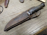 Vtg WW2 Robeson Shuredge USA Combat Fighting Knife Stacked Leather Handle Sheat