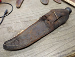 Vtg WW2 Robeson Shuredge USA Combat Fighting Knife Stacked Leather Handle Sheat