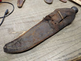 Vtg WW2 Robeson Shuredge USA Combat Fighting Knife Stacked Leather Handle Sheat