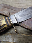 Vtg Edge Mark 473 Solingen Germany Fixed Blade Hunting Knife Stag Handle Sheath