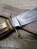 Vtg Edge Mark 473 Solingen Germany Fixed Blade Hunting Knife Stag Handle Sheath