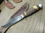 Vtg Edge Mark 473 Solingen Germany Fixed Blade Hunting Knife Stag Handle Sheath