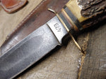 Vtg Edge Mark 473 Solingen Germany Fixed Blade Hunting Knife Stag Handle Sheath