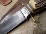 Vtg Edge Mark 473 Solingen Germany Fixed Blade Hunting Knife Stag Handle Sheath