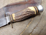 Vtg Edge Mark 473 Solingen Germany Fixed Blade Hunting Knife Stag Handle Sheath