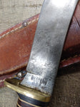 Vtg Western USA Fixed Blade Hunting Bird Trout Knife Jigged Stag Handle wSheath