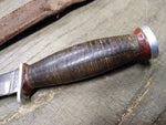 Vtg Schrade Walden H 15 NY USA Hunting Knife Stacked Leather Handle Sheath Nice